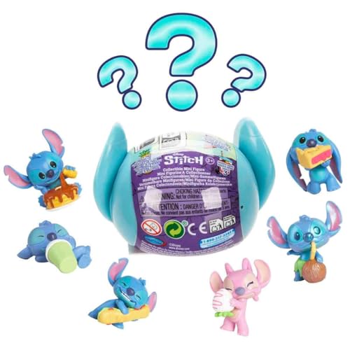 Famosa Magische Stitch Capsule Minifiguren, Überraschungskugeln mit verschiedenen Disney-Stitch-Minifiguren, bis zu 12 Verschiedene Modelle, 1 seltene Figur, zufälliges Modell (TTC01000)