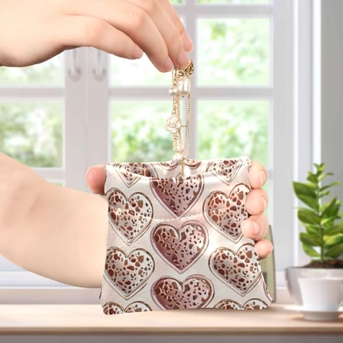 Leopard Print Hearts Coin Purse Leather Pouch Change Purse, Squeeze Coin Pouch for Cards, Keys & Lipsticks, Unisex4