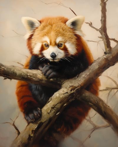Stamped Cross Stitch Kits, Red Panda Resting on Branch, Cross Kits for Adults, Easy Counted Cross Kits for Beginners,16x20inch