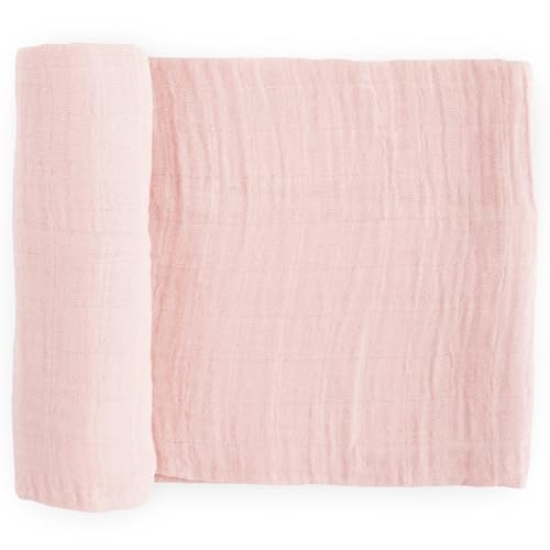 Image of Little Unicorn Premium Cotton Swaddle Baby Blanket | Breathable Fabric | for swaddling, Play, Nursing & More (Light Pink)