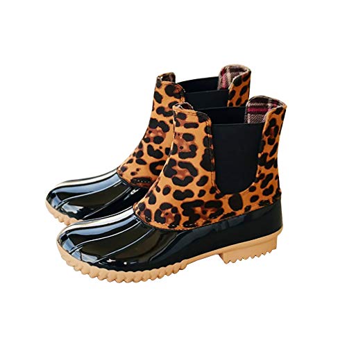 Folconauto - Botas de lluvia para mujer con pato, impermeables, antideslizantes, para el tobillo, para clima frío y al aire libre, color, talla 37 EU