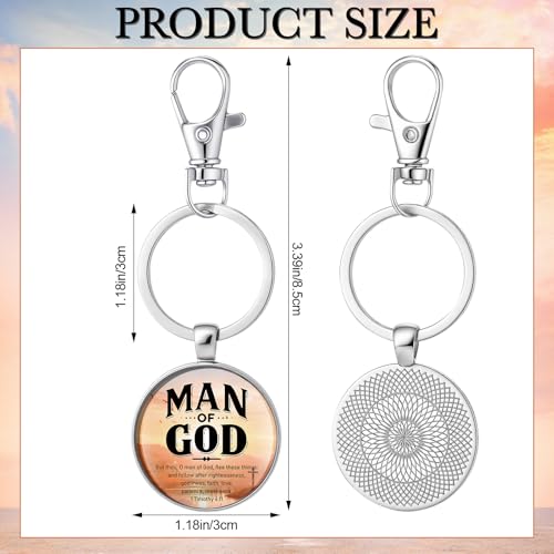 Image of 20 Pcs Christian Gifts for Father Day Man of God Keychains Bulk Religious Bible Verse Gift for Men Pastors Church (Classic)