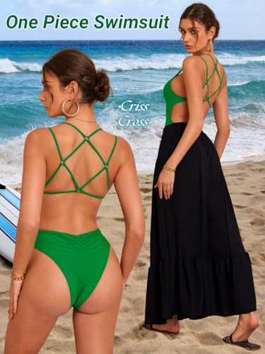 Image of ShawGobow Sexy Swimsuit for Women,Backless Scrunch Butt High Cut Monokini,One Piece Cheeky Bathing Suit Beach Pool Party