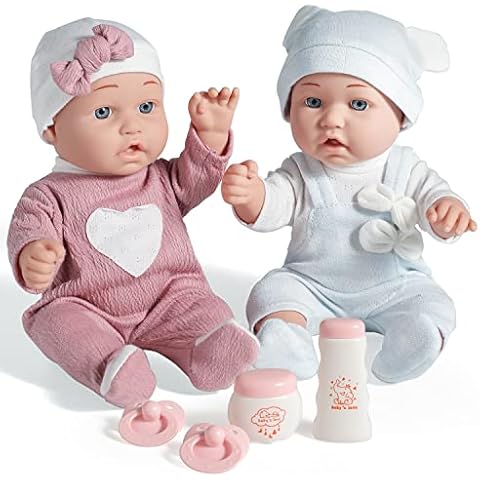 Enjoyin 12'' Twins Baby Doll Playset with Accessories Includes Boy and Girl Dolls, 2 Powder Bottles, and 2 Pacifiers, Ideal Gift for Children Age 3+ Cover