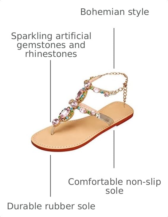 Image of ZhuLinFeng Women'S Rhinestone Gladiator Sandals Flat Wedding Sandals Gem Pearl Sparkling Bridal Bridesmaid Sandals Blue Bohemian Sandals