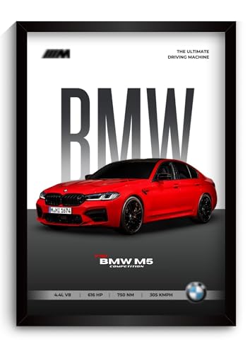 Image of Funk You Store BMW M5 Poster | Framed BMW A4 Sized (31 x 23 cm) | Car Poster for Wall, Gift for Boys, Sportcar Frames | Car Posters for Wall, Bedroom, Hostel, Study Area, Hostel, Dorm (F 020)