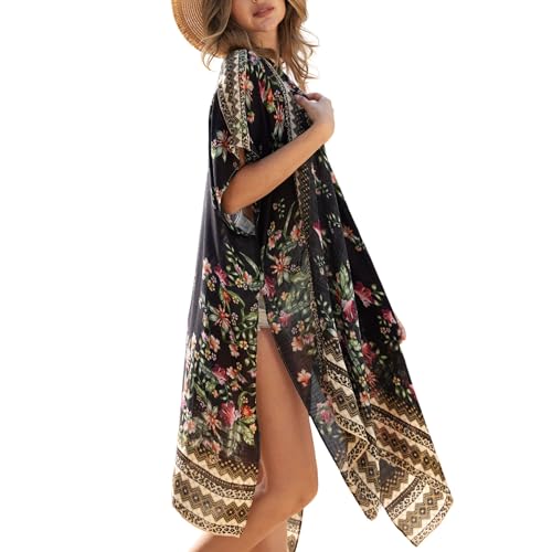 STARWHISPER Beach Kimonos for Women Swimsuit Cover Up Boho Kimono Cardigans 2025 Summer Casual Resort Wear