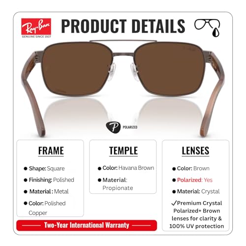 Image of Ray-Ban RB3751CH CHROMANCE POLARIZED Square-Round Shape Sunglasses for Men & Women with Official Eyewear Kit