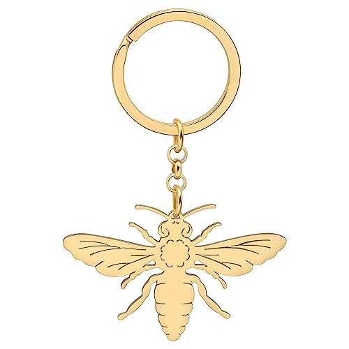 Porte-clé voiture anneau abeille en acier inoxydable et bijoux d'été pour portefeuille femme