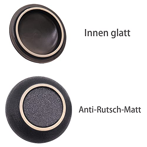 Panngu Windaschenbecher Schwarz Retro Keramik, Aschenbecher mit Deckel für Draußen, Einfachheit Zigarren Aschenbecher für Zuhause und Büro Dekoration (11.5X8.5cm)