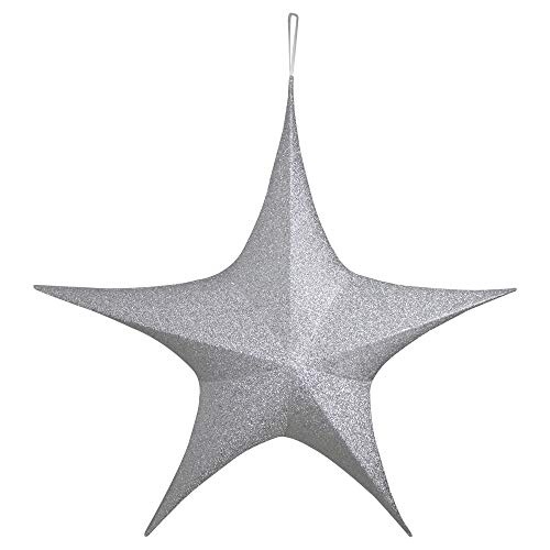 Silver Tinsel Foldable Glitter Star Outdoor Christmas Decoration - 44