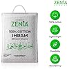 Zenia Natural Hygienic 100% Cotton Ihram (Ahram/Ehram) Towel for Hajj and Umrah - Lightweight and Durable 45 in x 90 in (Ihram)
