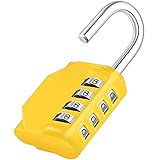 ZHEGE Vorhängeschloss 4 Stellig, Vorhänge Zahlenschloss Spind für Fitnessstudio, Vorhängeschloss Zahlen, Schloss Zahlencode Wetterfest für Tür, Gartenzäunen (Gelb)
