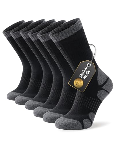 Alaplus Merino Wandersocken Herren, TrekkingSocken Warme Wollsocken,Atmungsaktiv Anti-Blasen Laufsocken Winter Sportsocken Für Herren Damen Kinder, 3 Paar