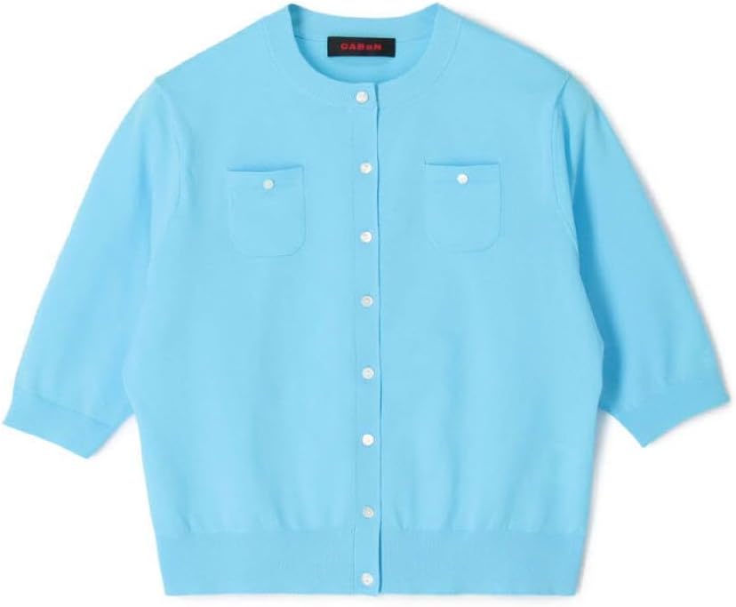 CABaN ハーフスリーブポケットカーディガン S Blue ファイン