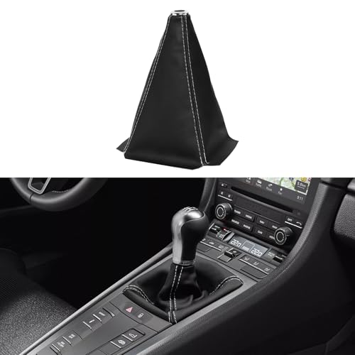 Tecledsn Car Shift Knob Dust Cover, Car Shift Boot, Leather Gear Shift Cover, Universal Car Interior Accessories Shifter Boot Cover for Most Manual/Automatic Vehicles (Black White/Leather)
