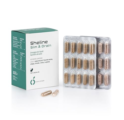 Sheline Slim&Drain Drenante Forte e Dimagrante Veloce. Trattamento Giorno/Notte per Ritenzione Idrica, Gambe Pesanti e Tono Muscolare. Integratore Vegano con Tè Verde e Ciliegia - 90 Capsule