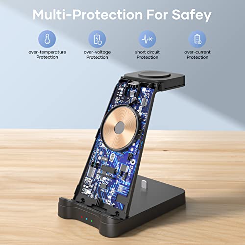 3 In 1 Charging Station For Apple Products - Wireless Charging Station For Multiple Devices, Phone And Watch Charger Dock With Stand For Iphone 14/13/ 12/11 Pro Max/Xr/ 8 Plus And Airpods Iwatch #TOP3