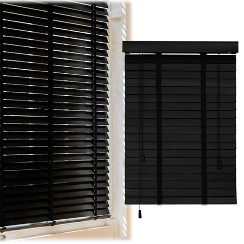 Persianas venecianas de madera negra de 50mm para regular la luz con elegancia en tu salon 2