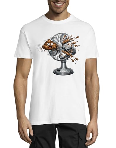 Image of Unexpected Mess from Spinning Fan Crew Neck Cotton Men's T-Shirt White Small