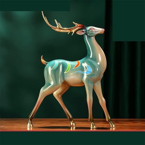 Rzeźby A Pair Of Light Luxury Copper Deer Ornaments For Home Living Room Entrance Wine Cabinet Decoration Wedding Gift Dekoracje