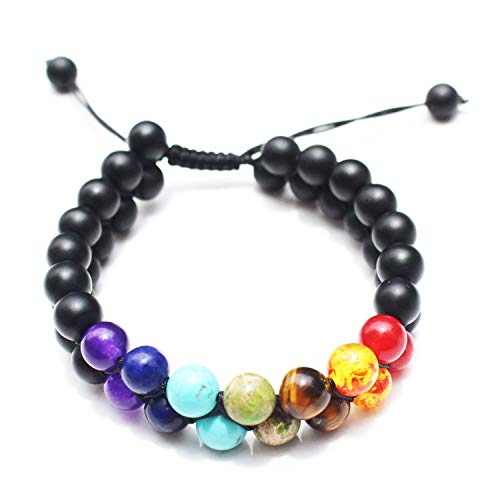 Escomdp Bracciale Gioielli Donna Bracciali Lava Rock Naturali Lunghezza Regolabile Compleanno di Natale Ringraziamenti Regali della Mamma (Multicolore)