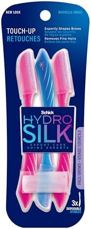 Schick Hydro Silk Touch-Up Dermaplaning Tool with Precision Cover, 3ct | Dermaplane Razor, Face Razors for Women, Peach Fuzz Remover