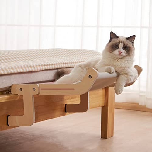 Cat Window Perch Inside Adjustable Sturdy Cat Window Hammock Wood No Suction Cup Saving Space Cat Window Seat Durable Steady Cat Bed For Windowsill, Bedside, Drawer And Cabinet #TOP2