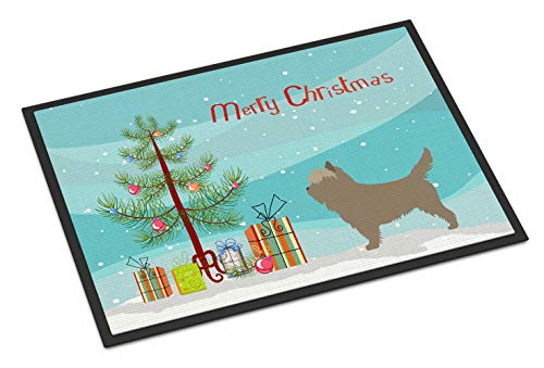 Caroline's Treasures BB8448MAT Cairn Terrier Christmas Doormat 18x27 Front Door Mat Indoor Outdoor Rugs for Entryway, Non Slip Washable Low Pile, 18H X 27W