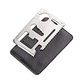 IKAAR Multifunktionswerkzeug Kreditkarte Multitool 11 in 1 Survival Kit Taschenwerkzeug Pocket Tool Outdoor Campingzubehör mit Schutzhülle für Männer Geschenk Silber