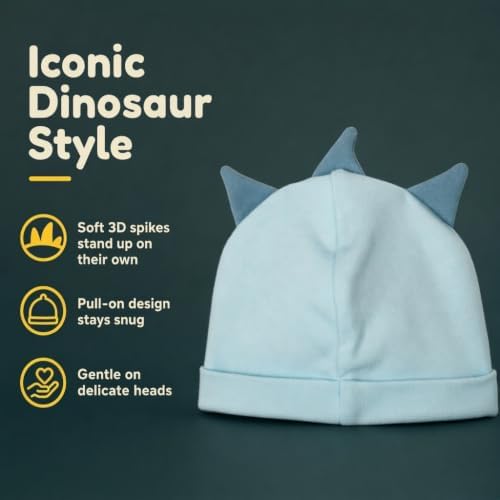 Jurassic World Park Newborn Baby Boys Cosplay Bodysuit & Hat Set Dinosaur Light Blue Newborn — view 8