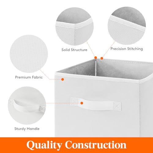Lifewit Storage Cubes, Foldable Decorative Fabric Storage Baskets for Organizing Home Organizers with Handles for Shelves, Closet, 11 Inch Bins, 18L White, 12 Packs by Lifewit - Image 3