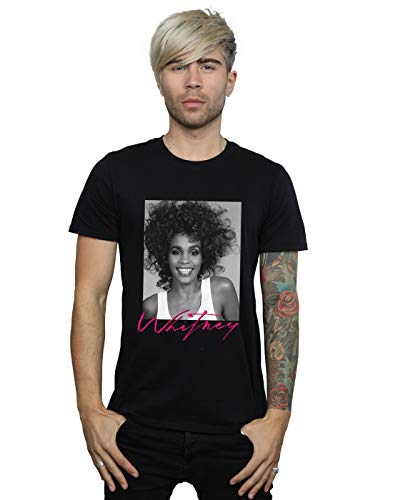 Image of Absolute Cult Whitney Houston Men's Smile Photograph T-Shirt Black XX-Large