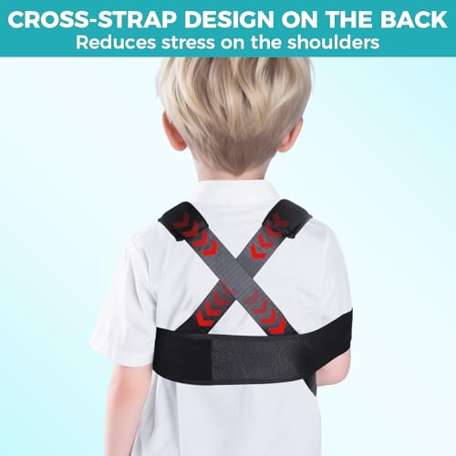 Kids Upper Extremity Sling, Breathable & Comfort Arm Sling Shoulder Immobilizer，Adjustable Arm Sling for Elbow Injury(black-S)