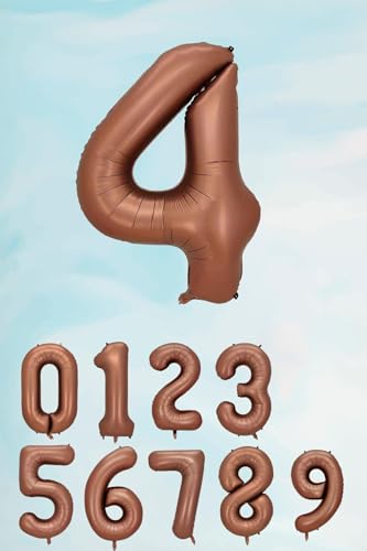 Rakam Balon — Retro Çikolata Kahve Renk 80 cm Retro Renk Yaş Balonları