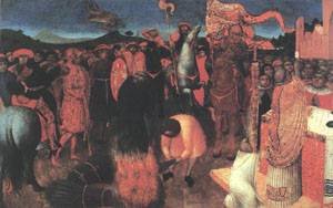 Tableau de maîtres: Reproduction peinture à l'huile Sassetta 36x48 pouces pour salon de prestige
