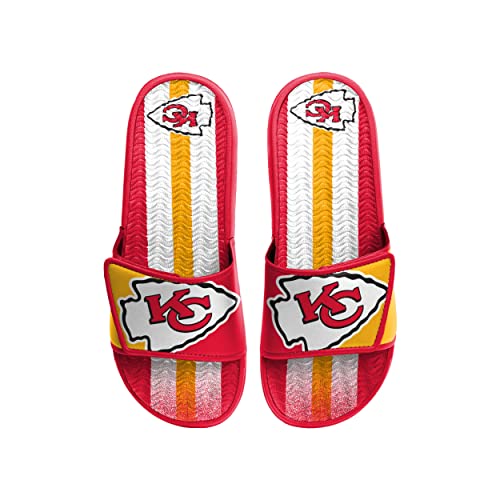 Image of FOCO mens NFL Team Stripe Logo Athletic Sport Shower Flip Flop Sandals Gel Slides
