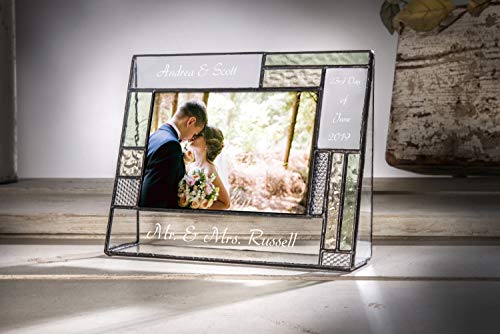Wedding Picture Frame Personalized Gift For Couple Engraved Green Yellow Glass Table Top Photo Engagement Keepsake J Devlin Pic 430 Ep619 (4X6 Horizontal) #TOP5