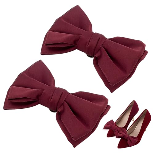 PH PandaHall 2pcs Clips de Chaussures à Nœud Papillon Pinces à Chaussures en Satin Rouge Boucles à Nœud Clips Détachables Décoration de Nœuds Papillon...
