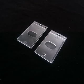 2 Pcs Hard Plastic Badge Holder, Clear ID Badge Name Card Holder with Easy Access Thumb Slot, Vertical Style, ID Badge Holders, Hard Plastic Badge Holder, ID Card Holder