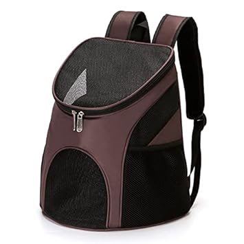 Emily Pets Pet Carrier Backpack with Adjustable Shoulder Strap, Breathable Mesh Soft-Sided Bag for Cats Puppy Small Dogs (Brown)