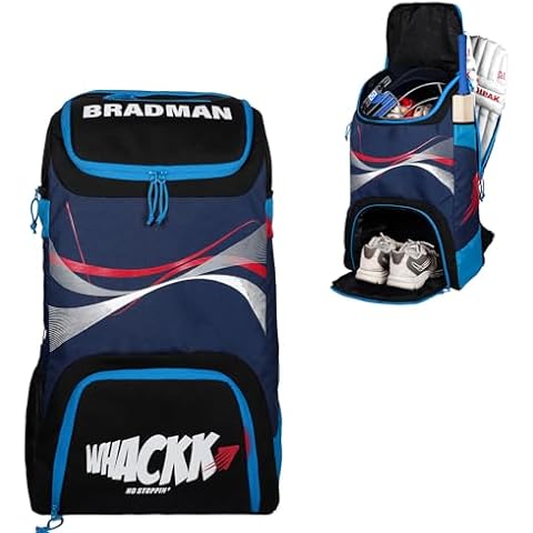WHACKK Bradman Blue Navy Cricket Kit Bag, Blue, One Size, Bradman Cover