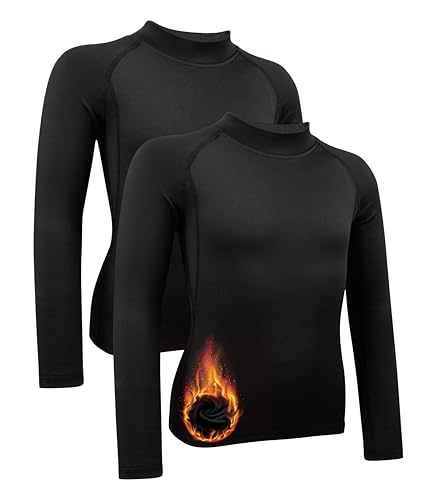 Youth Boys' Compression Shirt Long Sleeve Thermal Undershirt，Fleece Base Layer Athletic for Baseball, Football2