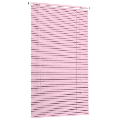 Persianas Venecianas Aluminio Interior Estores Horizontales Hogar Oficina Cortinas Opacas Lamas 25.0 mm Cortina Veneciana Sin Taladrar(Light Pink)