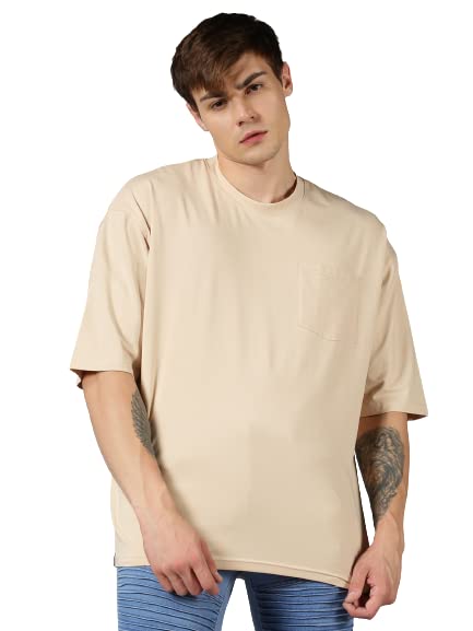 Image of URGEAR Men's Cotton Printed Drop Shoulder - Hip Hop - Down Shoulder- Baggy Loose fit- Stylish Oversized t Shirts for Men