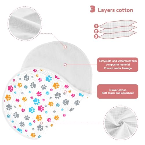 Playful Paws Pattern Muslin Baby Burp Cloths - Super Absorbent and Soft Burping Rags - Cotton Burp Clothes Set for Boys and Girls, 1 Pack3