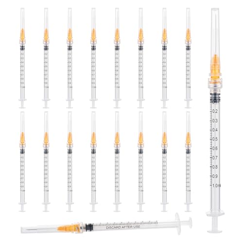 25 Gauge 1 inch Syringes Luer Lock Disposable Syringes for Scientific Labs, Industrial Adhesives, Refilling Inks,Individually Wrapped,100 Pack