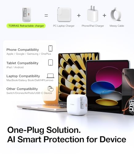 TORRAS Fast Charging with Low-TEM Protection USB-C 67W Retractable Charger and case — Buy Together to Save 15% - image 3