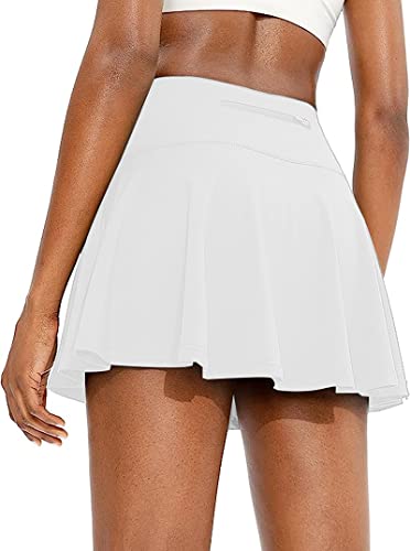 Jhsnjnr Womens High Waisted Tennis Skirt Golf Tennis Sport Running Skorts Skirts with Ball Pockets White