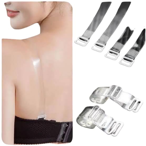 Clear Adjustable Bra Straps Transparent Non-Slip Replacement PAIR OF 2-image-48